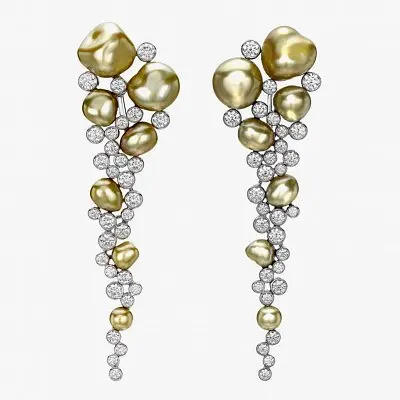 Серьги Regalia Gold с золотым жемчугом и бриллиантами от Mikimoto